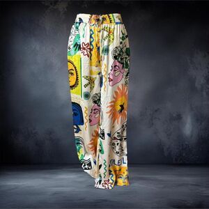 Joie Women's Soleil Pajama Pants Size Medium Satin Boho Whimsy Playful